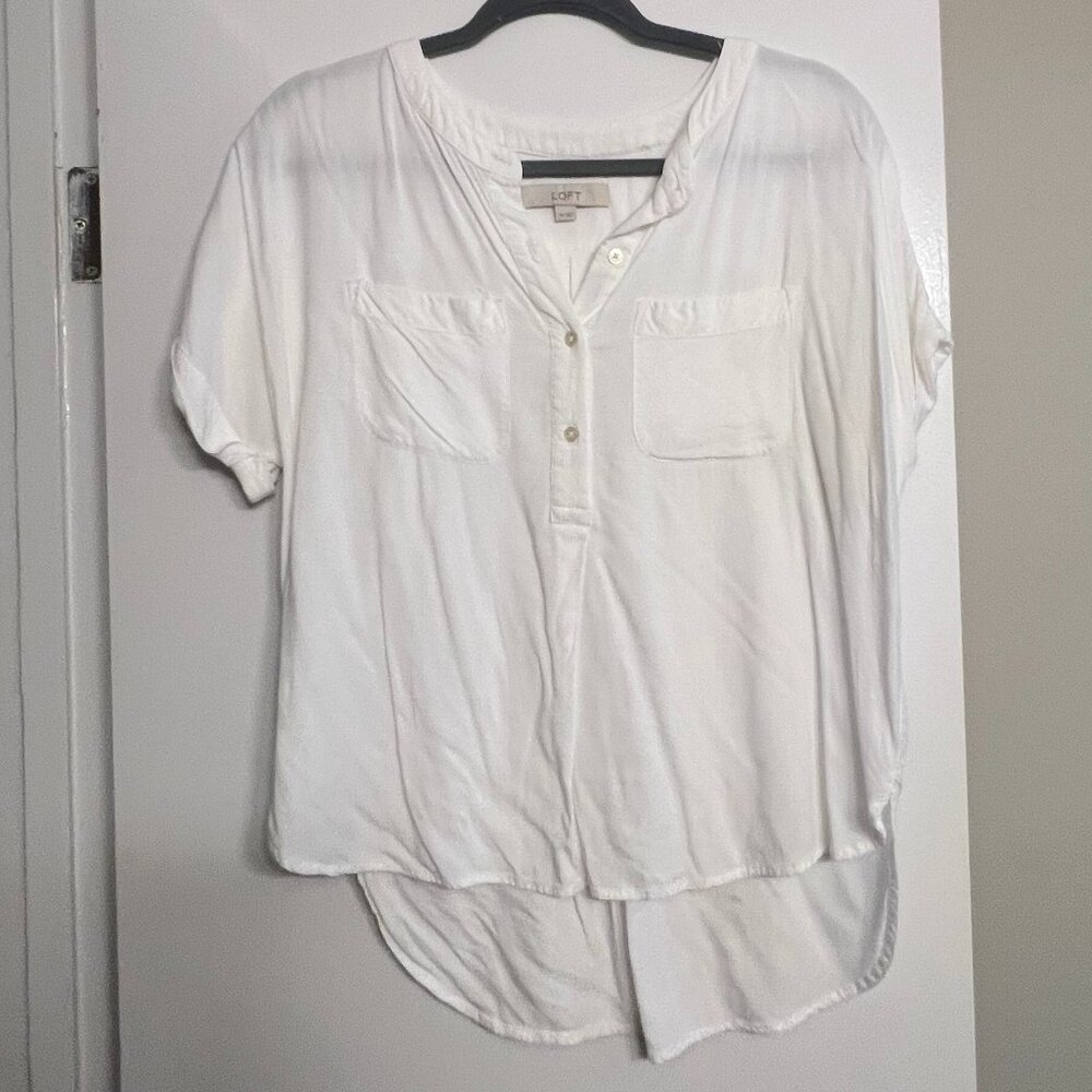 Loft Short Sleeve Button Tee with Pockets